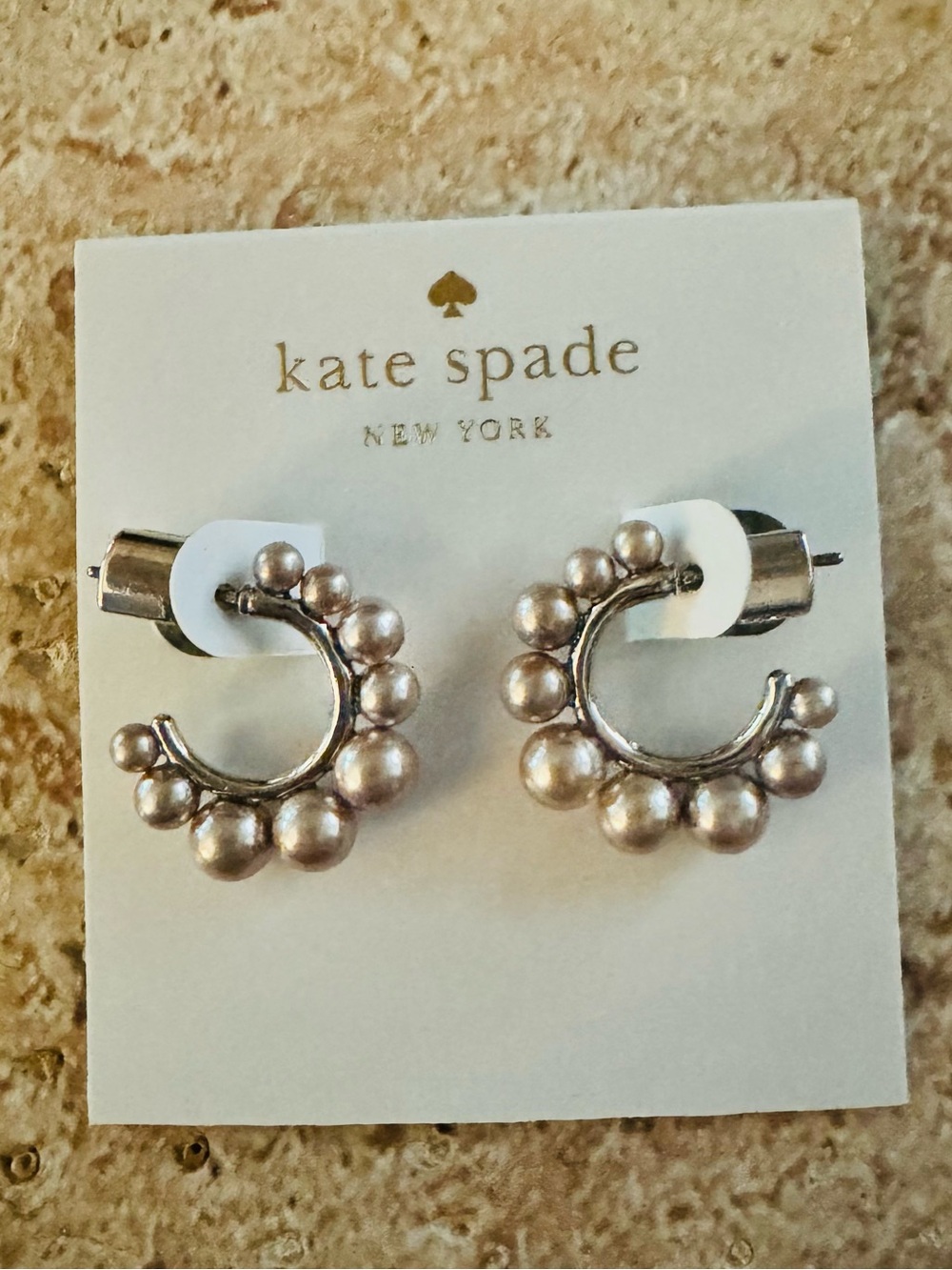 kate spade Silver Pearl Cluster Half-Hoop Earrings NWT